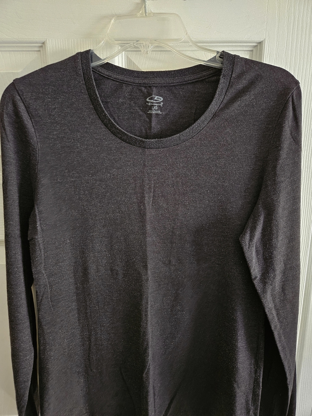 Basic Long-Sleeve Crew Neck Top by Champion — Dark Charcoal. Size L - Picture 5 of 8